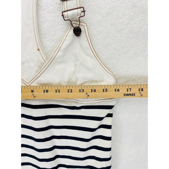Zara Pinafore Stripe Midi Dress Womens Small Adjustable Wide Straps V-Neck - Picture 2 of 7